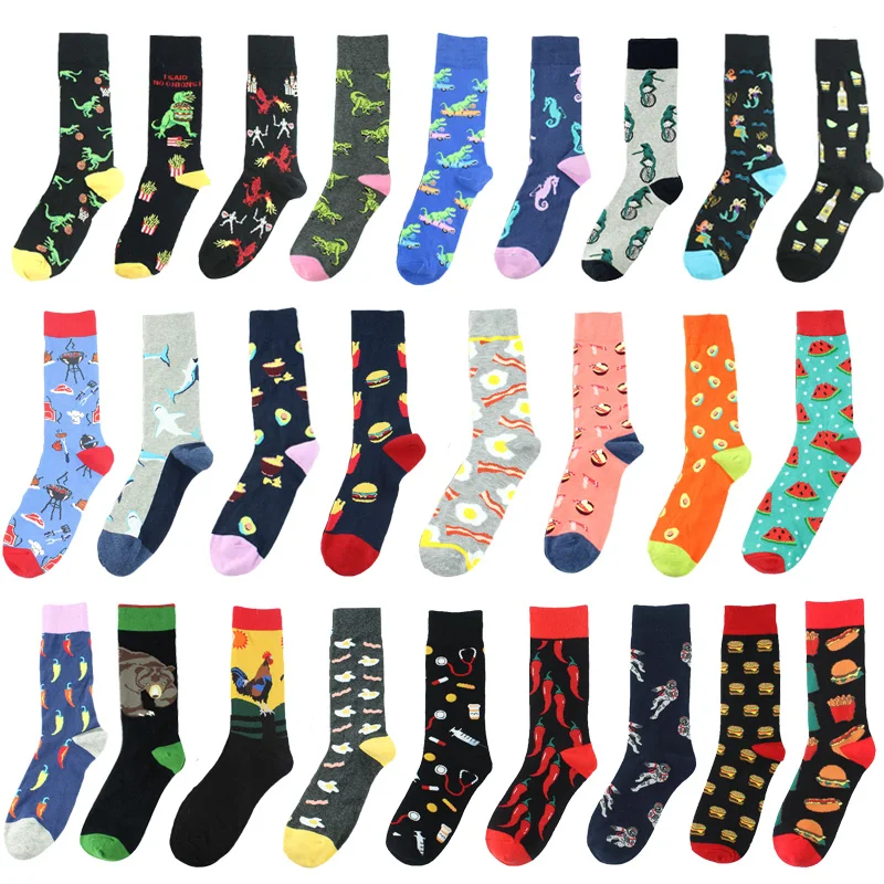 Creative Food Animal Socks Combed Cotton Funny Socks Men Novelty Design Airplane Dinosaur Crew Skateboard Socks Calcetines Hombr