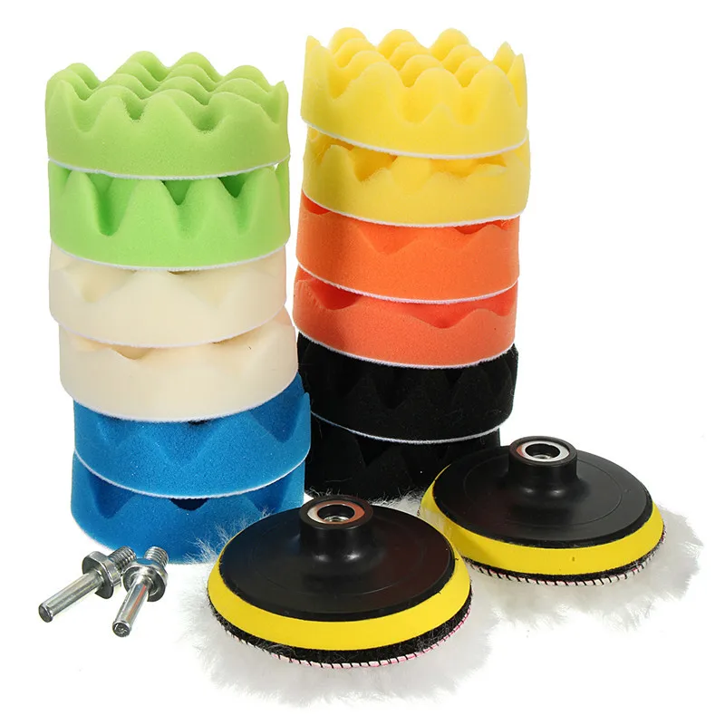 

16pcs 4inch Sponge Polishing Foam Waxing Buffing Pads Kit Compound Auto Car Drill