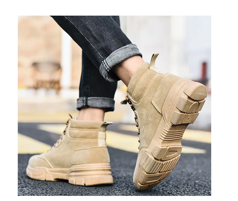 JINTOHO Leather Men Boots Winter Warm Snow Boots Men Winter Work Casual Shoes Sneakers High Top Rubber Ankle Boots 902