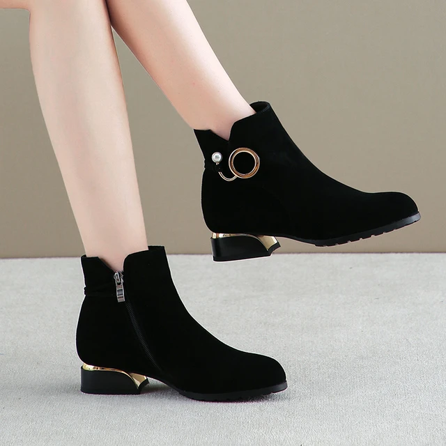 Women High Heel Round Toe Ankle Boots, Fashion Zipper Dress Boots Short  Plush black/back zipper-34 price in UAE | Amazon UAE | kanbkam
