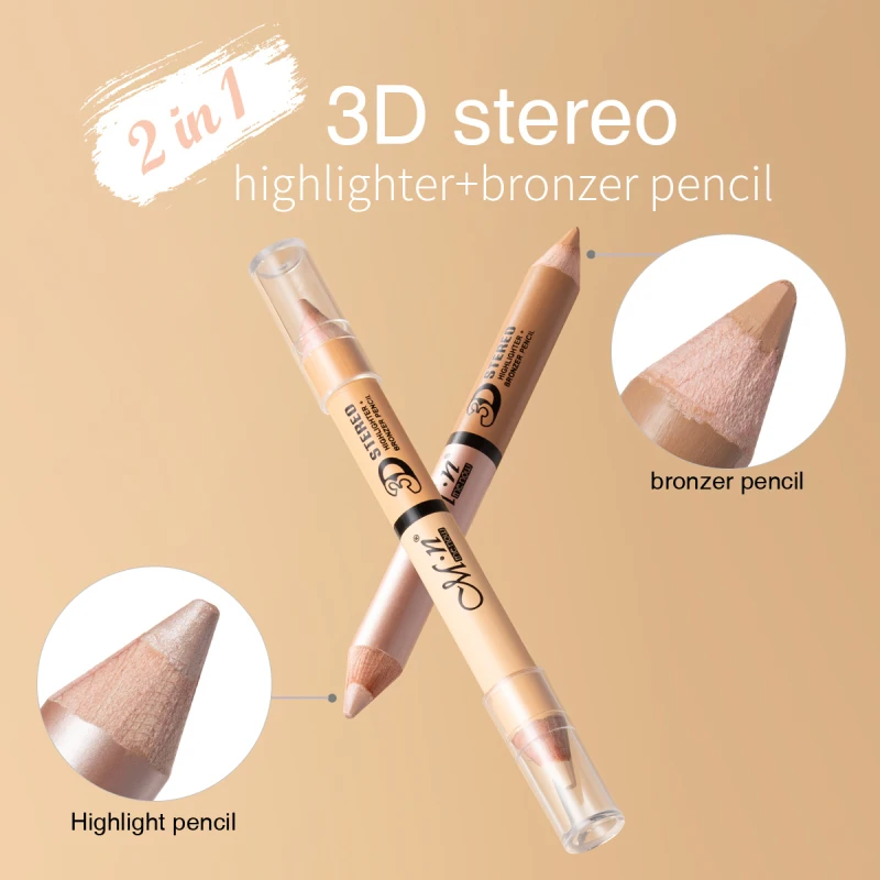 2 Color Double Head Shading Highlighter Pencil Face Makeup Concealer Waterproof Contour Repair Bronzer Brighten wooden Pen TSLM1