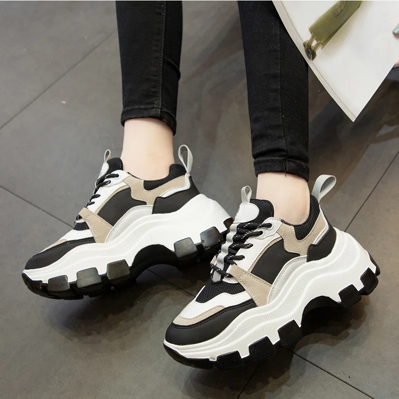 

2020 Women's Chunky Sneakers Thick Bottom Platform Vulcanize Shoes Fashion Breathable Casual Running Shoe for Woman Female