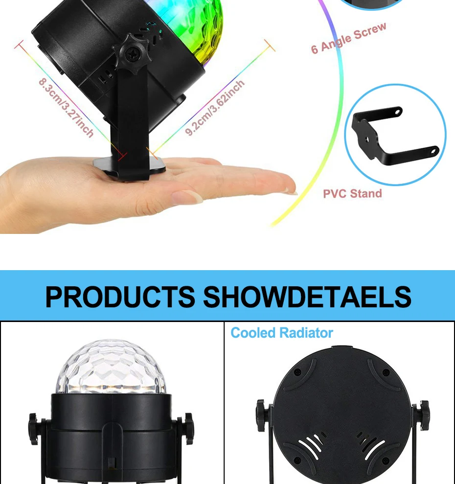 Christmas LED Disco Light Soundlights Party Lights Disco Ball Sound Activated Strobe DJ Stage Lamp For Home Halloween Projector