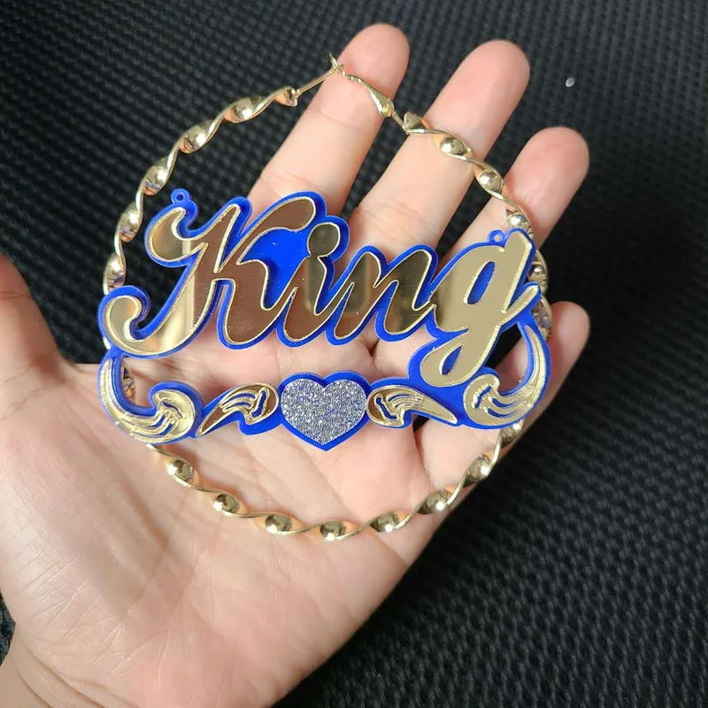 custom name hoop earrings C51 afbeelding