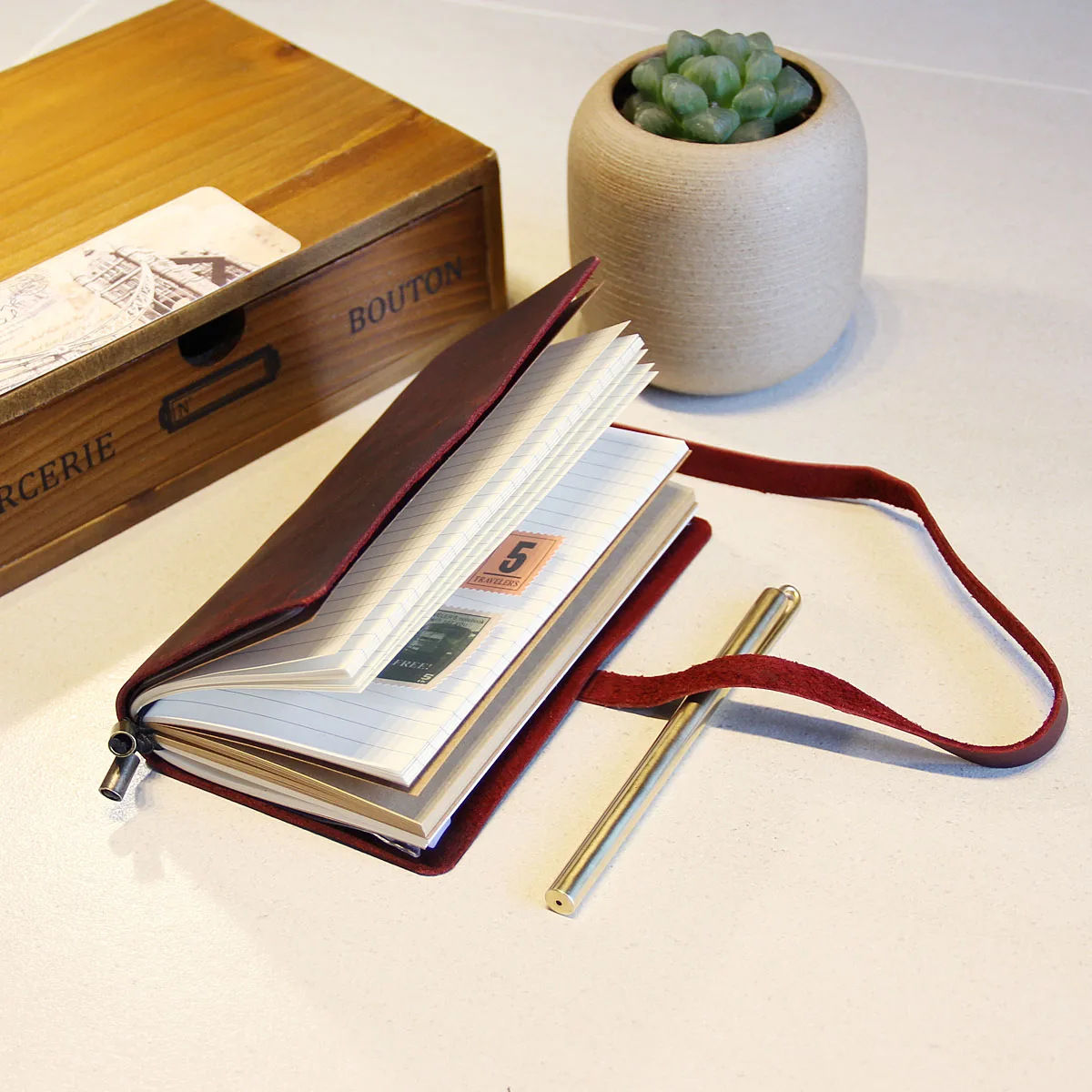 Caderno de Couro Diário Personalizado Caderno de Couro Feito à Mão - Imagem 2