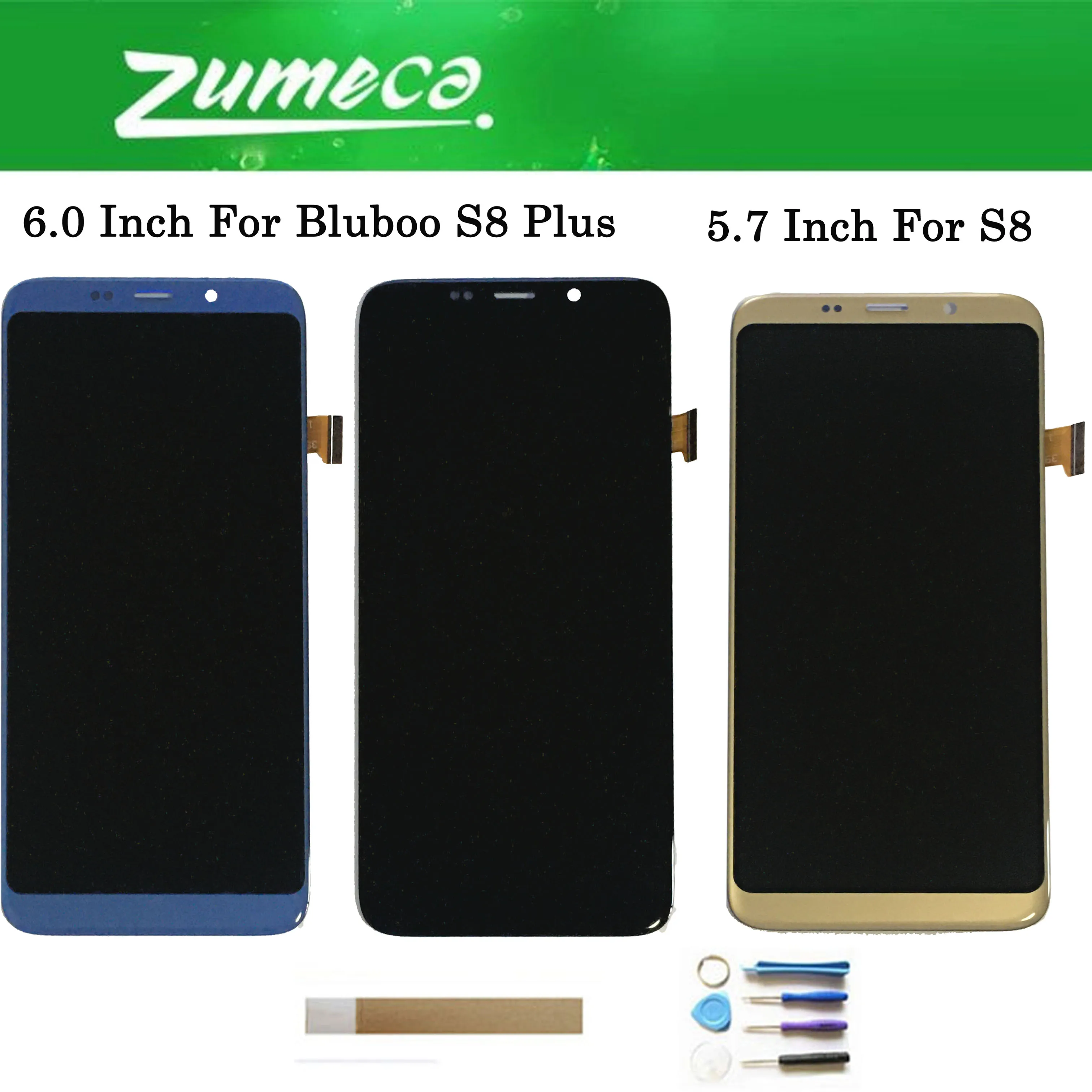 Оригинальный ЖК экран для Bluboo S8 / Plus + дигитайзер сенсорного экрана черный золотой
