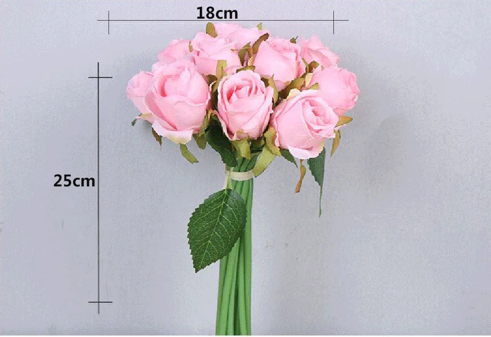 12 Head Curled Roses Royal  Bouquet Artificial Flowers Wedding Decorative Flores Party Decor Simulation Silk Fake Flower-13