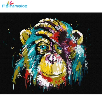 

Paintmake Animal DIY Painting By Numbers Drawing Kits Monkey Oil Hand Painted On Canvas For Home Decor Art Picture gift