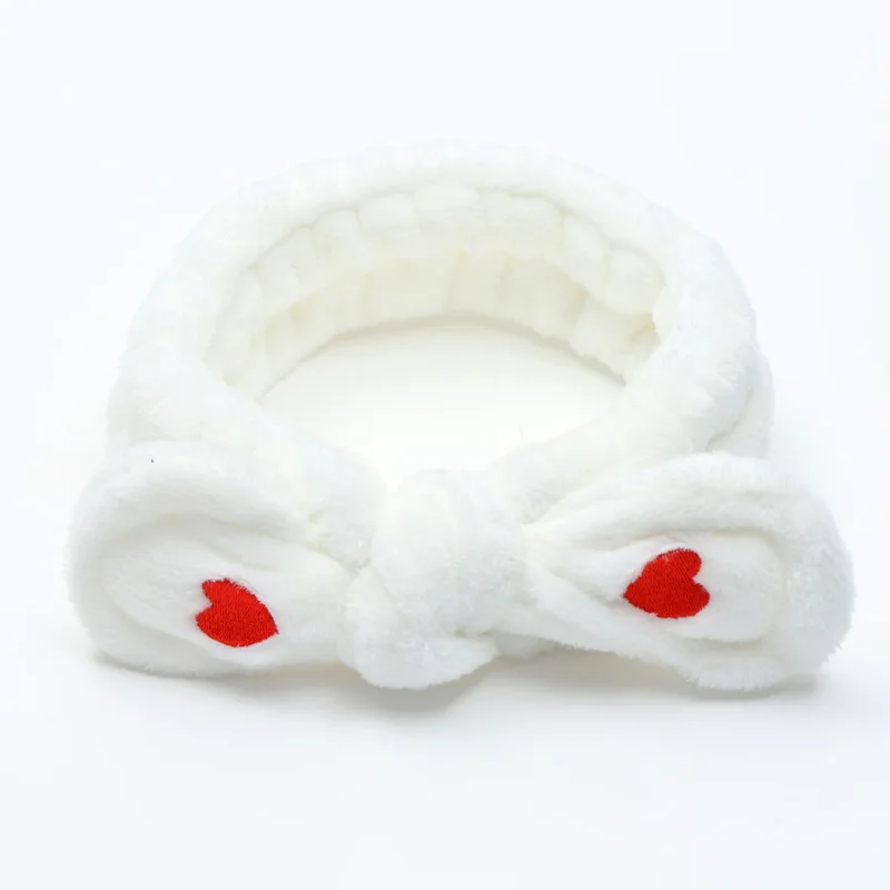 white hairband 01 Новая мультяшная утка повязки на голову с вышивкой для женщин бант макияж коралловый флис повязка на голову мыть лицо тюрбан мягкие Аксессуары для волос - Цвет: white hairband 01