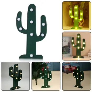 

3D Cartoon LED Night Light Cactus Light Romantic Table Lamp Marble Home Christmas Wall Lamp decorations Lighting