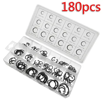 

180pcs/Set Assortment Snap Ring External C Clip Circlips Retaining Snap Rings W/ Box Attachment Fasteners And Hooks