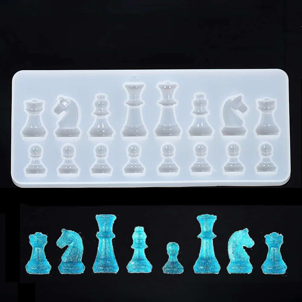 Silicone Mould International Chess Shape 3D UV Epoxy Resin Mold For DIY Jewelry Making Tools Handmade Chess Mould Findings handmade chess set and checker game board resin casting mold international checkers toy silicone mould epoxy resin dropship