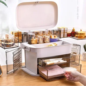

Portable Cosmetic Storage Box Dressing Table Skin Care Product Rack Lipstick Jewelry Storage Box Female Necessities Storage Box