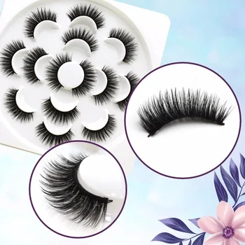 

7 Pairs 3D Faux Mink Eyelashes False Natural Look lashes Pack Wispy Extension Makeup Long thick Handmade Fluffy Soft 18mm lashes