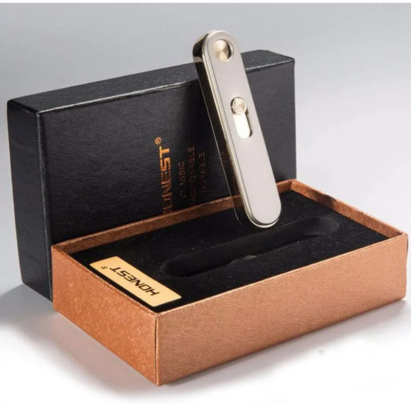 Honest Windproof Electronic Pulse USB Rechargeable Sense Touch Flameless Electric Arc Cigarette Smoking Lighter Gift For Men Box | Дом и сад