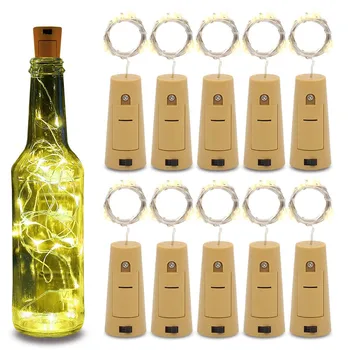 

String Led Wine Bottle with Cork 10/20/30led Light Battery for Party Wedding Christmas Halloween Bar Decor Outdoor Fairy Garland