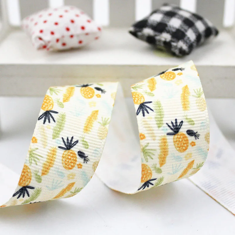 

16/22/25/38/75mm pineapple printed grosgrain rainbow ribbon 10/25/50 yards DIY bows wedding party decoractive ribbons