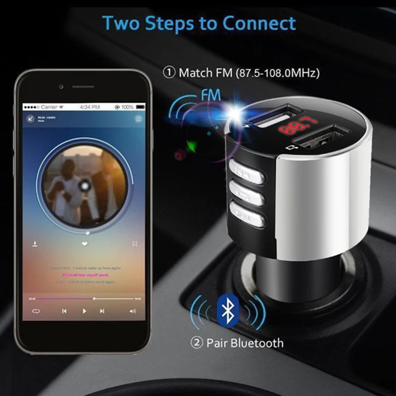 Авто Bluetooth беспроводной USB зарядное устройство светодиодный fm-передатчик радио адаптер mp3-плеер