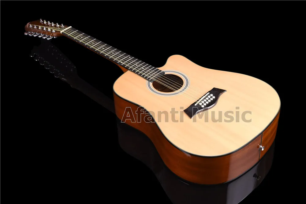 Afanti музыка ель Топ, Sapele назад и стороны, 12 струн гитара Акустическая гитара(ATS-1106
