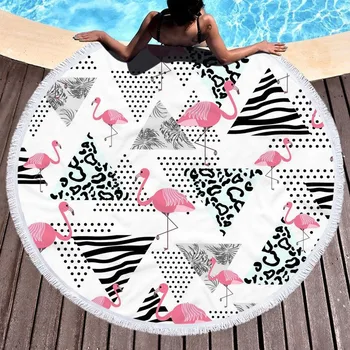 

New beach towel with tassel microfiber towel beach Flamingo Adult Colorful Quicksand Pattern