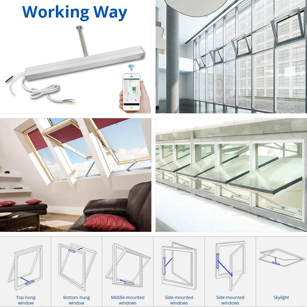 Intellithings WiFi Electric Window Opener Motorized Chain Window Controller Home Automation Work with Tuya Alexa Google Home