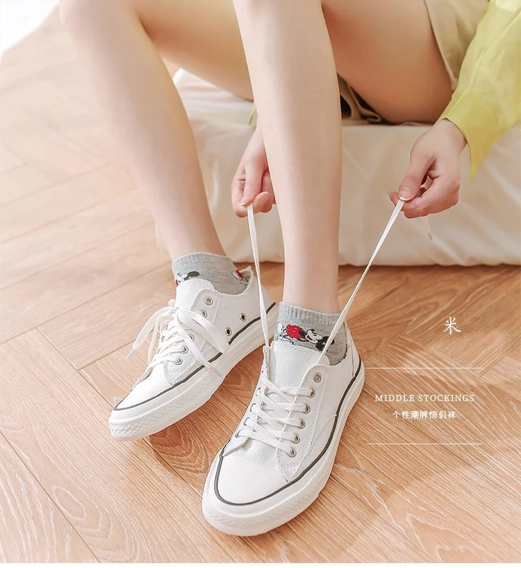 Cute Korean Style women Mickey Mouse Short Socks Fashion Funny Happy Novelty Summer Spring Women Sock cotton