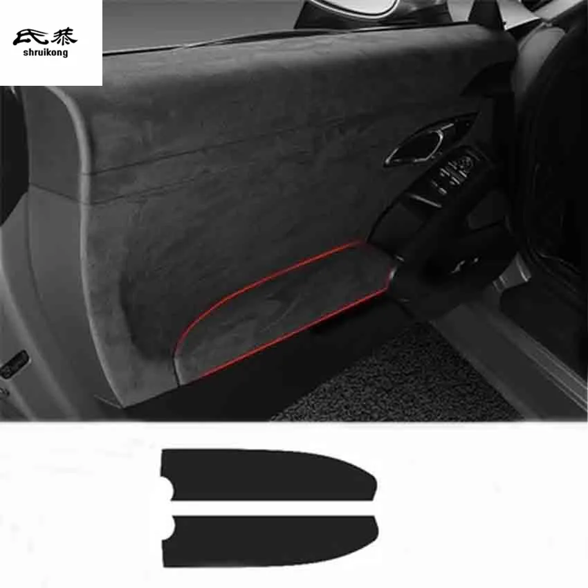 2pcs/lot Car sticker Alcantara leather Interior door armrest decoration cover for Porsche 718