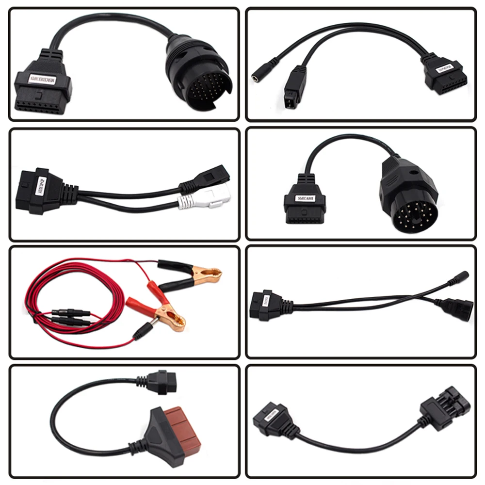 ##BUY 8 In 1 Car Full Truck Cables Set for T C S Auto Scanner C D P With OBD 2 Wire Adapter Connectors Car Diagnostic Cables