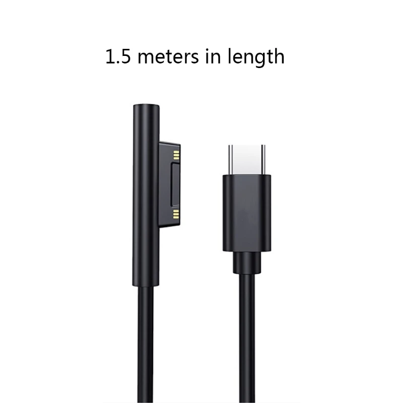 1.5m USB C Type C Power Supply Charger Adapter 15V 3A PD Fast Charging Cable Cord for Surface Pro 7/6/54/3 Book/Book 2