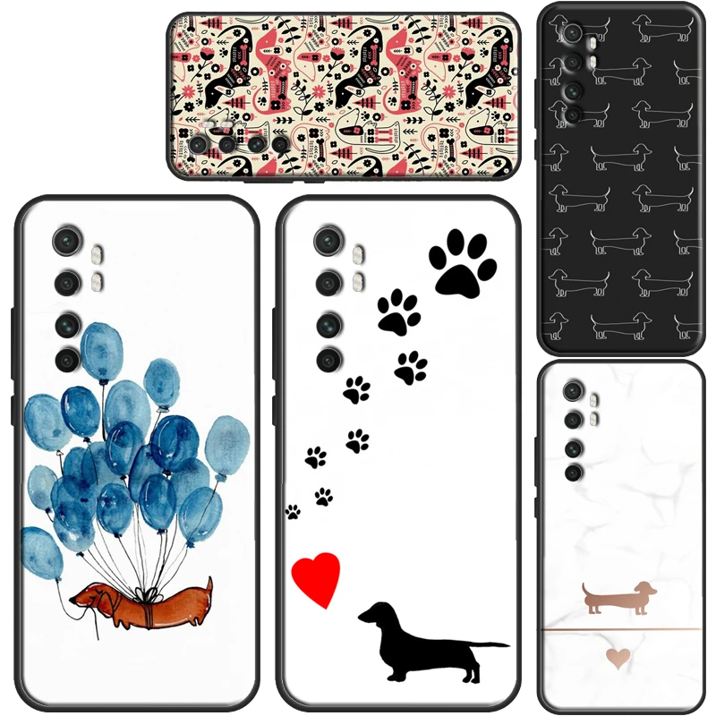 Cartoon Dachshund Sausage Dog Case For Xiaomi Mi 11 Lite Note 10 A3 10T Pro Ultra Cover POCO X3 F2 F3 M3 | Мобильные телефоны и