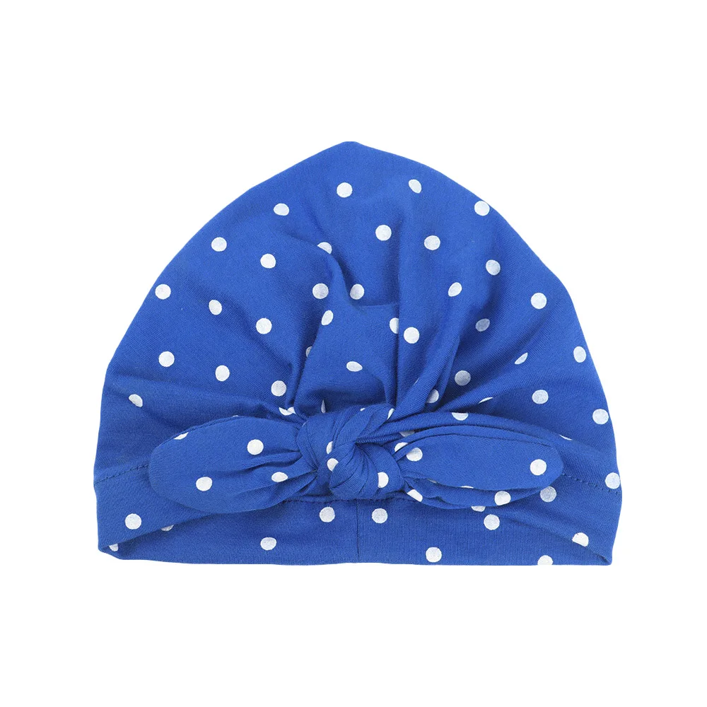 Royal Blue Детская одежда для малышей преддошкольного возраста эластичная шапочка шапка-тюрбан милые, в горошек, зимняя шапка, голова Обёрточная бумага TOSYS0306 - Цвет: Royal Blue