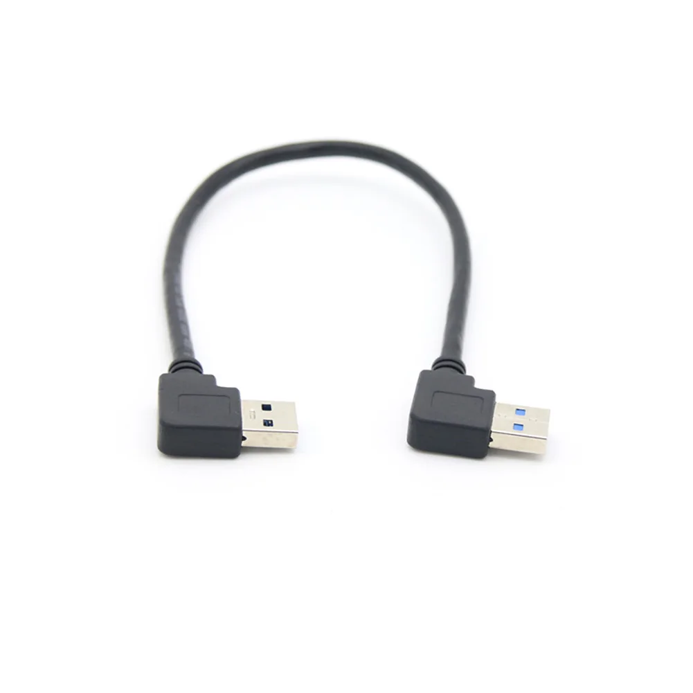 

30cm USB 3.0 Type A Male 90 Degree Left Angled to USB 3.0 A Type Right Angled Extension Cable