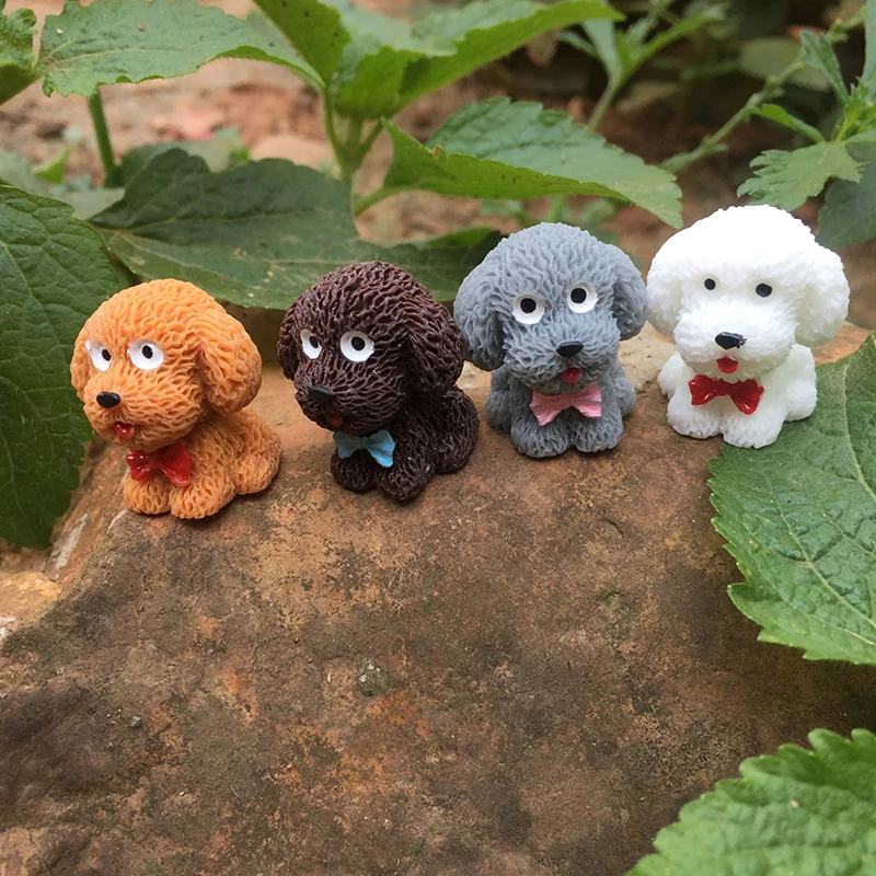 Маленькая статуэтка Happy Puppy Teddy на пастбище украшение из микро-ремесел
