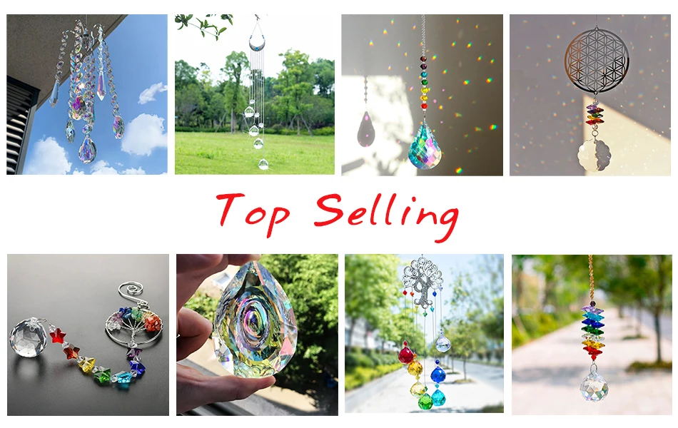 H&D 9pcs Heart Crystal Prisms Suncatcher Chandelier Part Pendant 50mm AB-Color Glass Art Hanging Drops Home Decor DIY Ornament