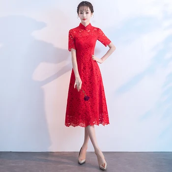 

A-line Lace Women Cheongsam Elegant Prom Gown Noble Evening Party Chinese Dress Exquisite Floral Robe De Feata Sexy Slim Qipao