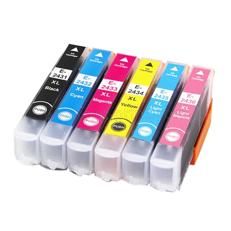 6PK Ink Set 24XL T2431 - T2436 compatible ink cartridge for Epson XP-750 XP-850 XP-950 XP-860 XP-55 XP-760 XP-960 xp-970 printer
