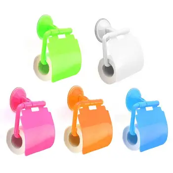 

Wall Mounted Plastic Suction Cup Bathroom Toilet Paper Roll Holder With Waterproof Cover Bathroom Accessories