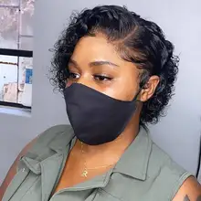 Beeos-peluca corta con rulos de corte Pixie 250%, 4x4, pelucas de cabello humano brasileño Remy, cabello humano de 8 pulgadas prearrancado con pelo de bebé