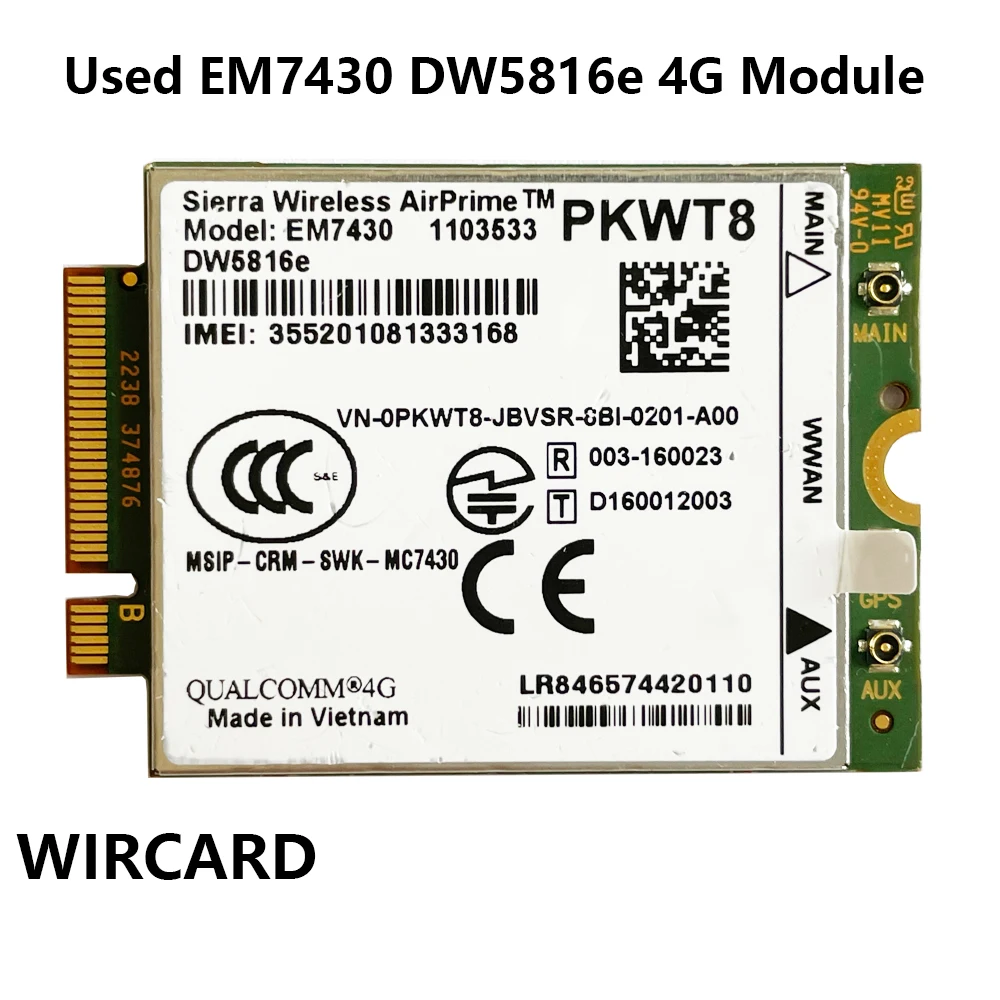 sim card modem usb WIRCARD EM7430 DW5816e FDD-LTE TDD-LTE 4G Card for Dell Laptop 7280 7285 7290 7389 7390 7480 7490 E7470 Cat6 300M 4G module 4g usb modem