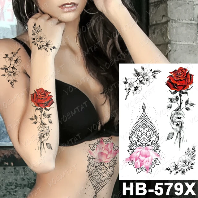Waterproof Temporary Tattoo Sticker Dark Old School Moth Butterfly Flash Tattoos Snake Rose Body Art Arm Fake Tatoo Women Men 14-HB579X