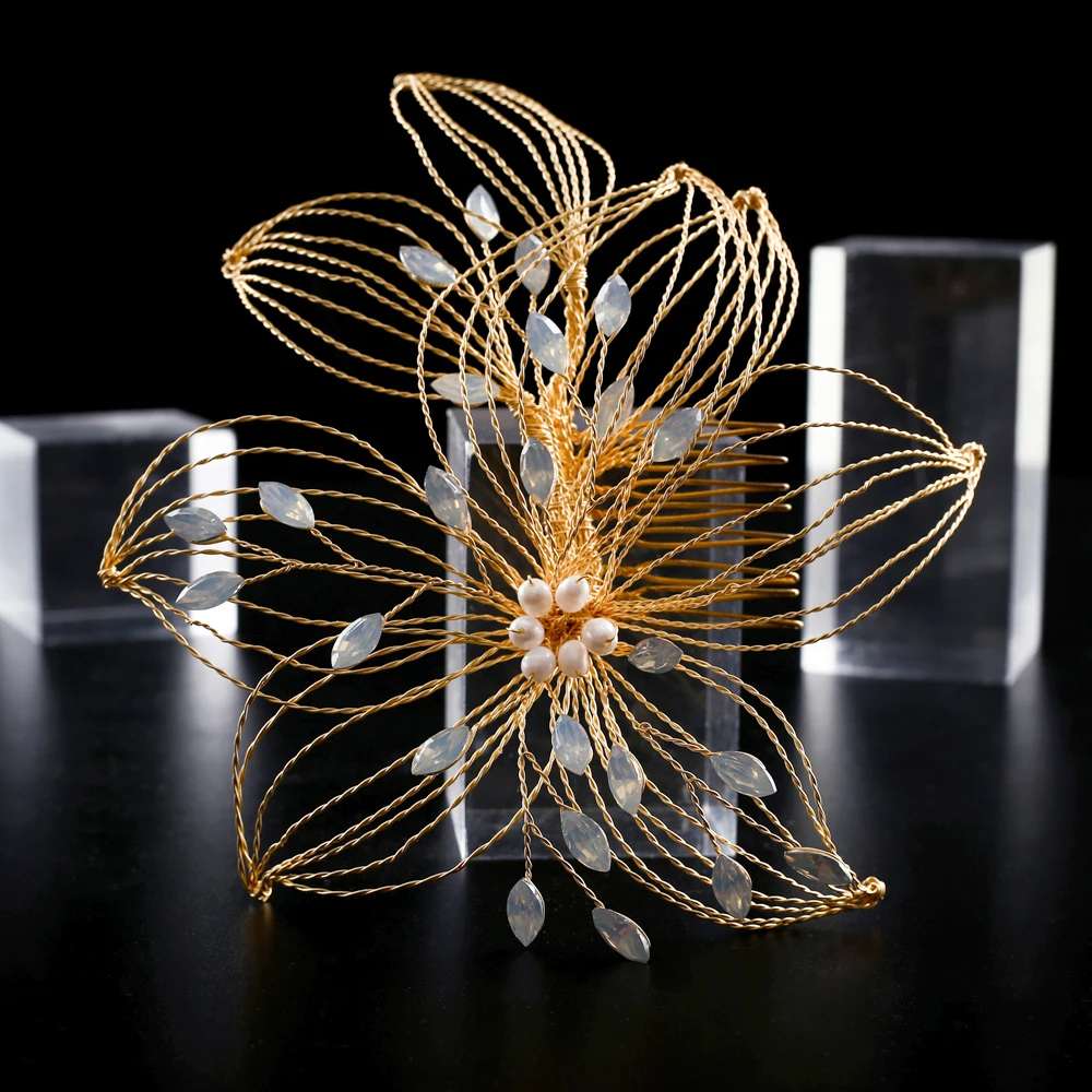 

TRiXY H257 Wired Crystal Rhinestone Wedding Hair Comb Handmade Wedding Hair Pin Bridal Headpieces Wedding Hair Jewelry for Bride