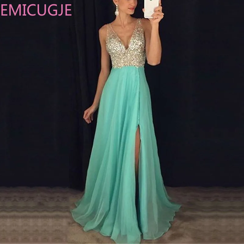 

Deep V Strap Patchwork Sequin Split Dresses Vestido Women Formal Wedding Bridesmaid Party Long Maxi Dress Elegant Luxury Sexy