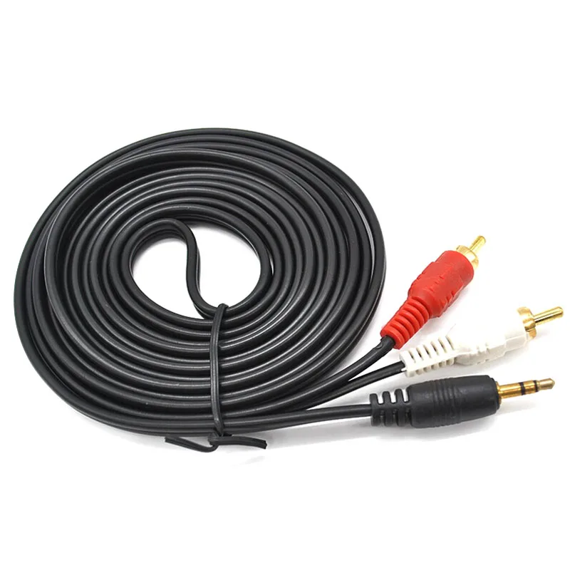 3,5 мм штекер в AV 2 RCA Мужской стерео музыкальный аудио кабель шнур AUX для Mp3 Pod Телефон ТВ звуковые колонки 1,5 м/3 м/5 м/10 м GV99