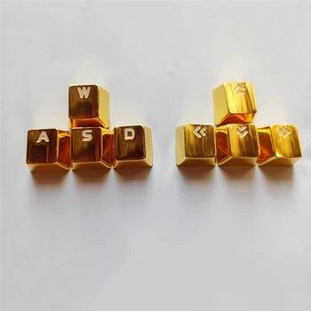 

8 Keys Metal Key Cap Light Transmission Zinc Alloy WASD Keycaps with Arrow Keys for Mechanical Keyboard Repair Parts