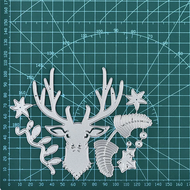 GJCrafts Decoration Deer металлические режущие штампы для рукоделия, штампы для скрапбукинга, тиснения, трафареты, режущие штампы для животных - Цвет: Светло-серый