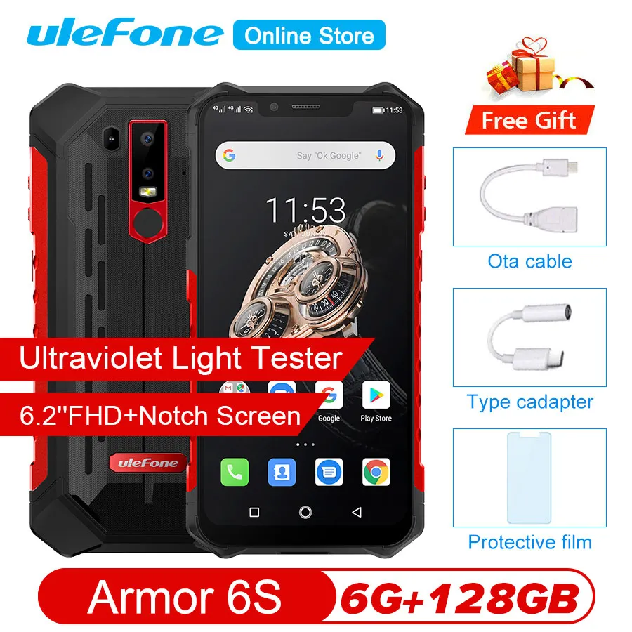 

Ulefone Armor 6S 6.2" Helio P70 Android 9.0 6GB 128GB Smartphone Wireless Charge 16MP Octa core NFC OTG Rugged Mobile Phone