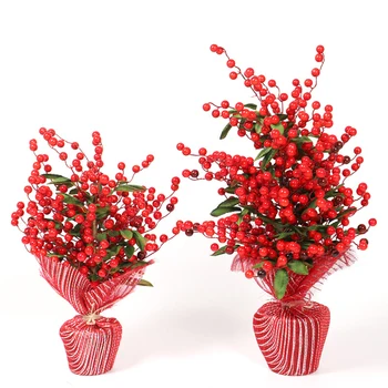 

Simulation red berry mini christmas tree New Year Gifts Kids Toys Artificial Tree Christmas Decoration for Home party Ornament