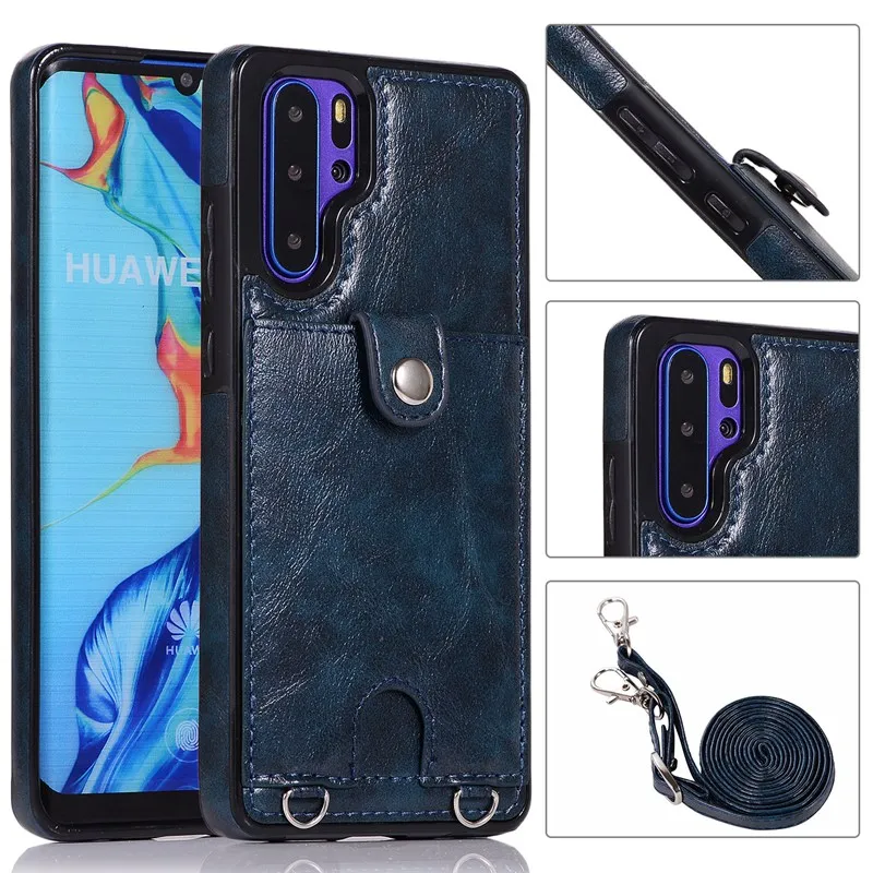Модный кожаный чехол с перекрестным плечевым ремнем для huawei P30 Pro P30 Lite mate 20 Pro mate 20 Lite с отделением для карт и ремешком