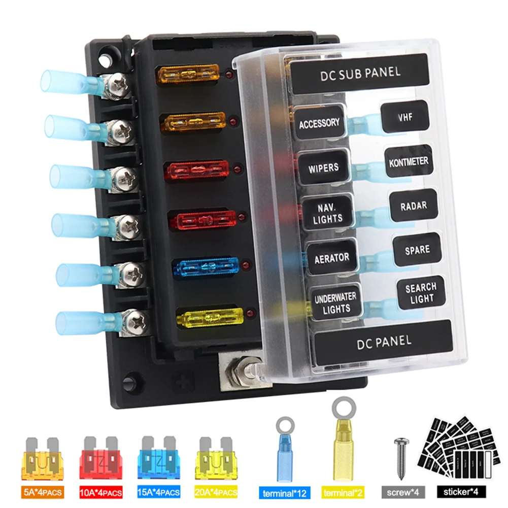 12V 32V 12 Way F use Box Dual Use Cover Blade блок держатель с 16 s 14 термоусадочные трубки проволочные