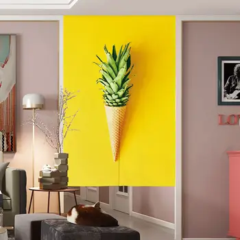 

Fyjafon Curtain Restaurant Printed Door Curtain Kitchen Bedroom Linen Curtain Decorative Entrance Half Tube Curtain Customized